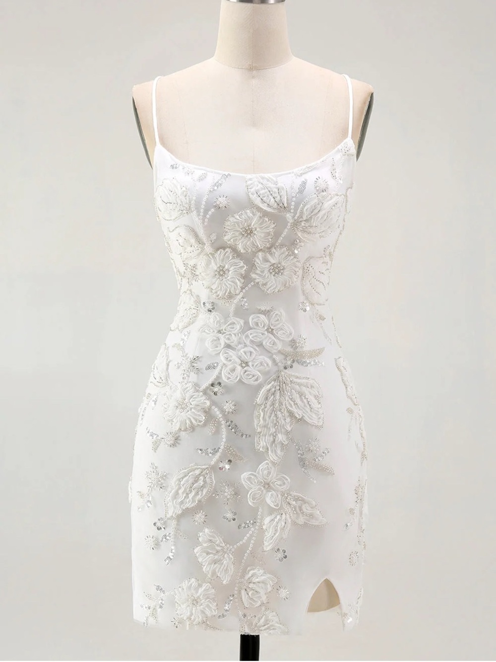 White beaded corset mini dress